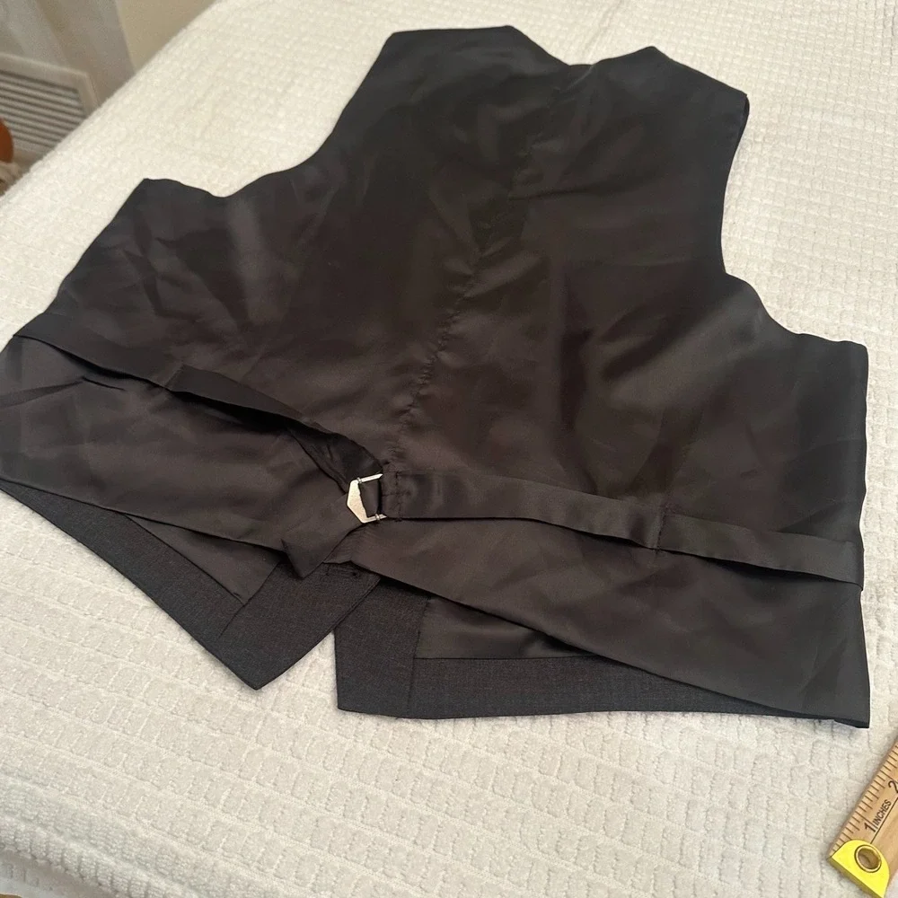 Jos A Bank Suit Vest Mens L Waistcoat Charcoal Gray Formal Wool Peaky Blinders